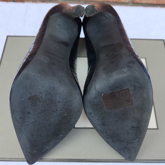 Tom Ford Black Croc-Embossed Heels - Picture 6 of 8